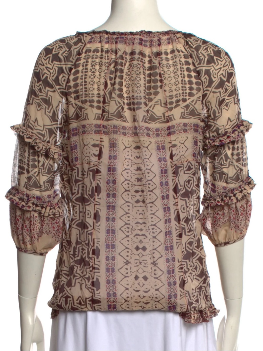 DIANE VON FURSTENBERG $295 vintage 2006 Y2K Boho silk blouse - Picture 4 of 6